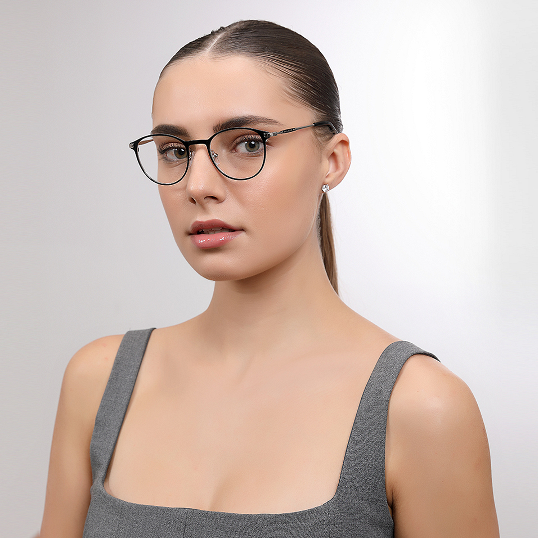 John Jacobs Dark Gunmetal Full Rim Round left side