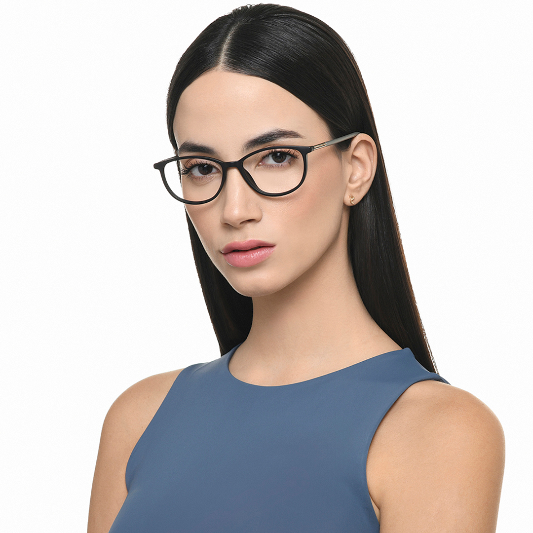 John Jacobs Black Full Rim Cat Eye left side