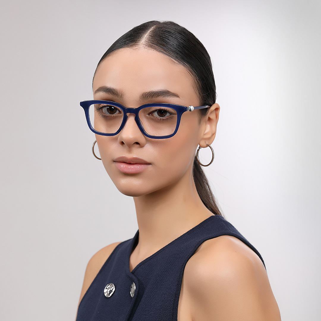 John Jacobs Sky Blue Full Rim Rectangle left side