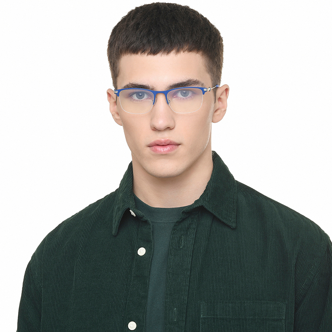 John Jacobs Sky Blue Half Rim Rectangle left side