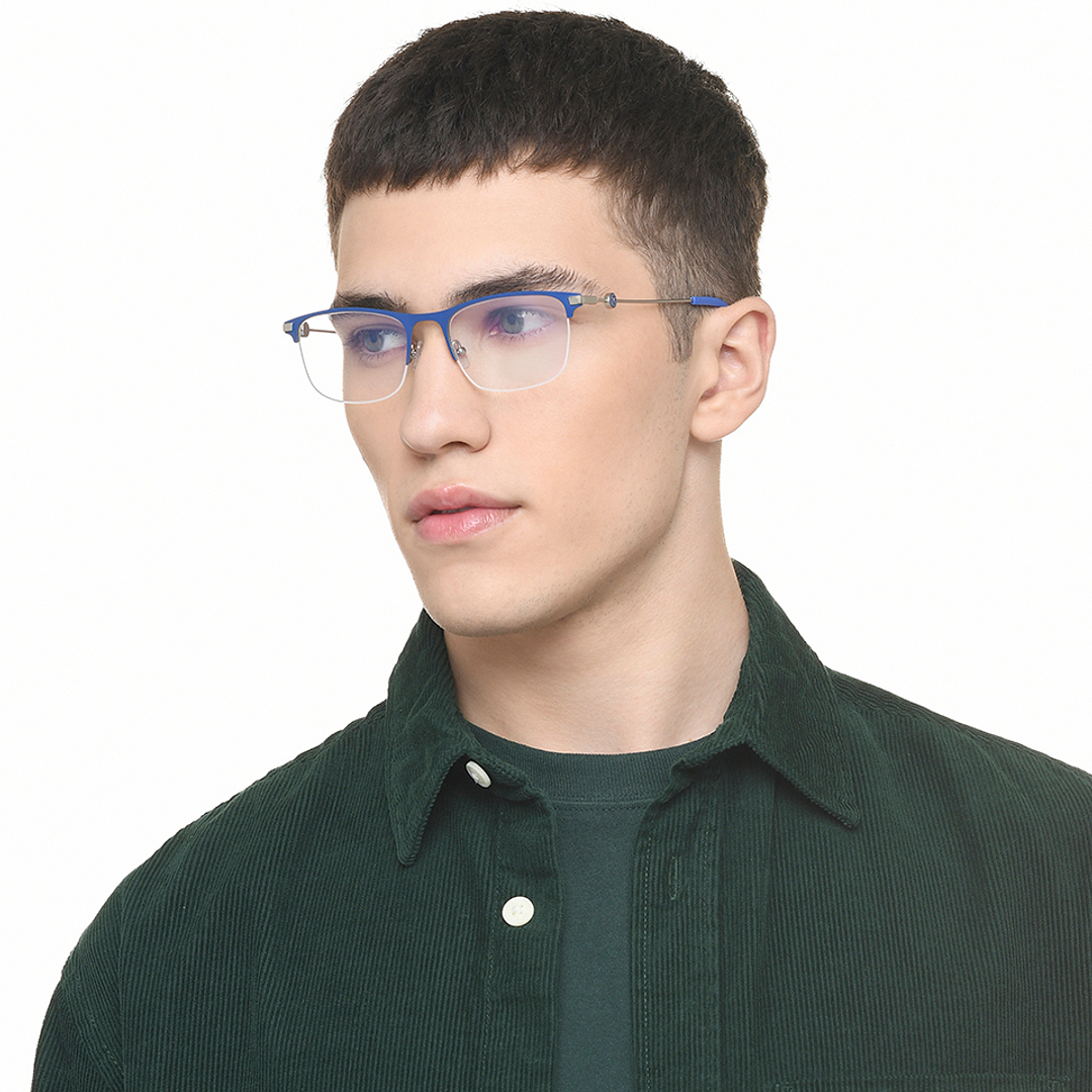 John Jacobs Sky Blue Half Rim Rectangle right side