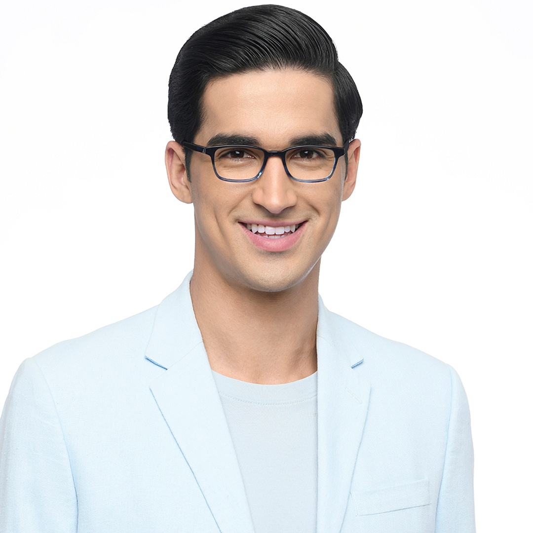 John Jacobs Blue Transparent Full Rim Rectangle right side