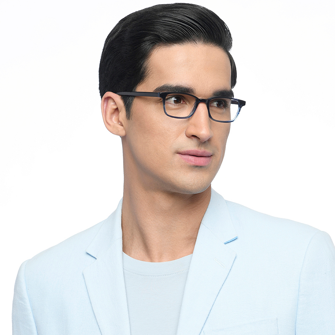 John Jacobs Blue Transparent Full Rim Rectangle left side