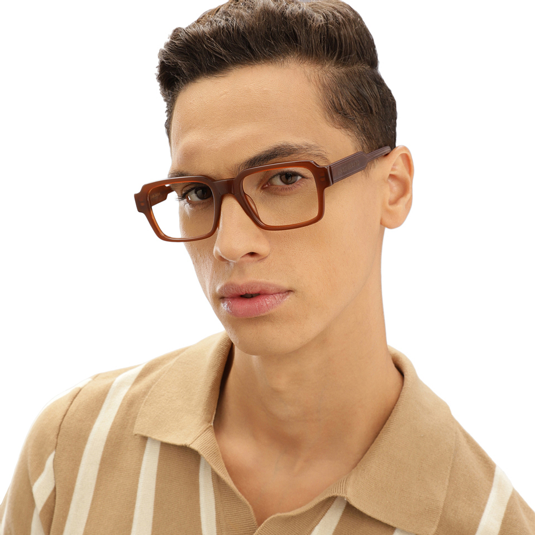 John Jacobs Light Brown Full Rim Square left side