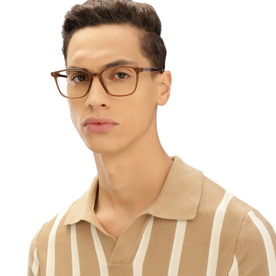 John Jacobs Light Brown Full Rim Square left side