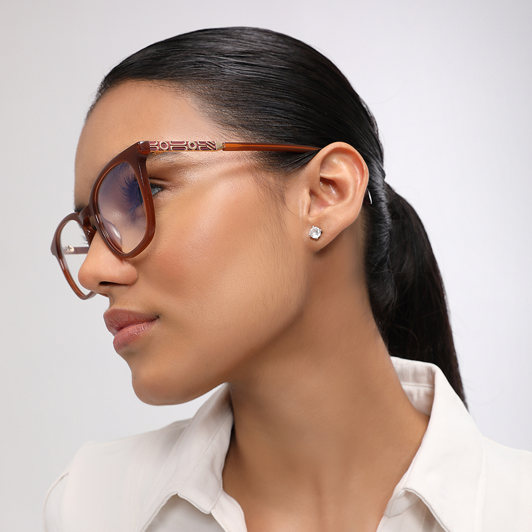 John Jacobs Light Brown Full Rim Square left side