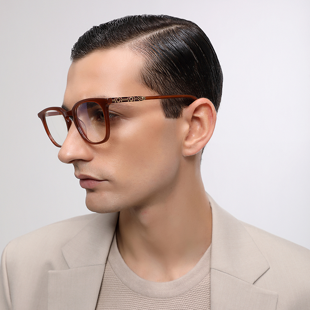 John Jacobs Light Brown Full Rim Square right side