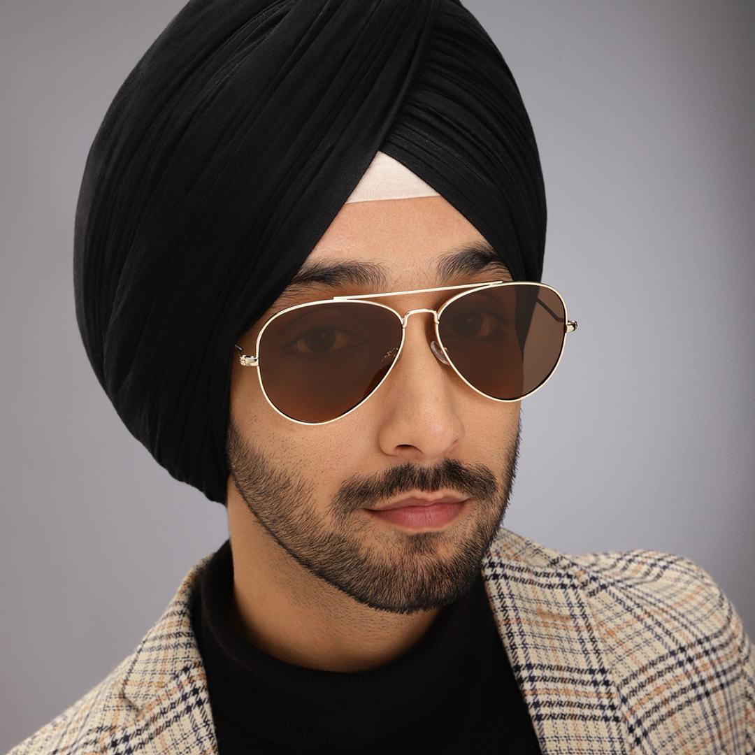 John Jacobs Gold Full Rim Aviator left side