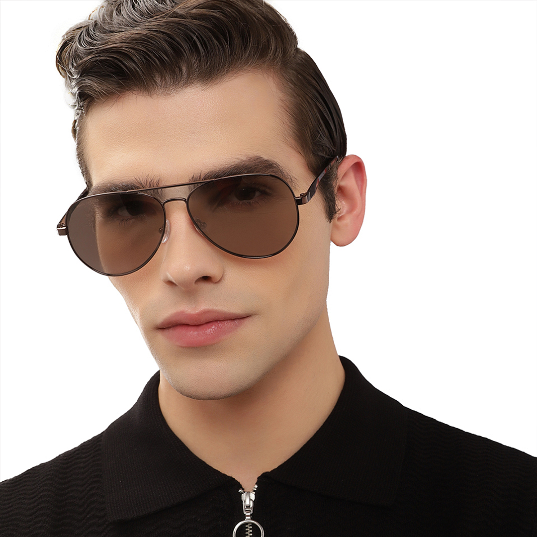 John Jacobs Light Brown Full Rim Aviator right side