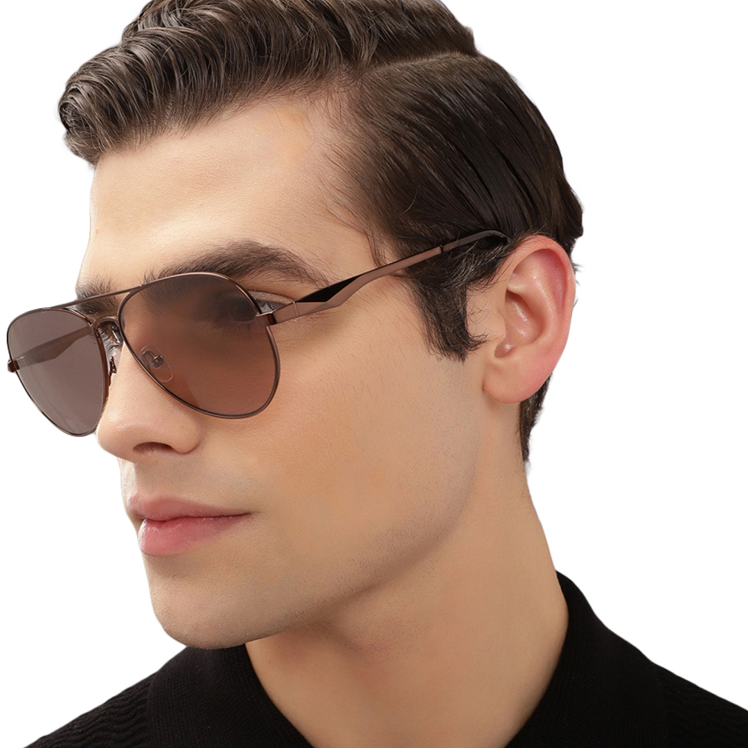 John Jacobs Light Brown Full Rim Aviator left side