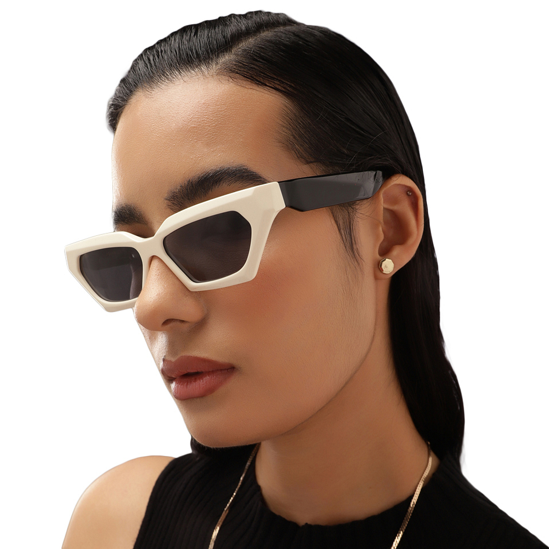 John Jacobs White Full Rim Cat Eye left side