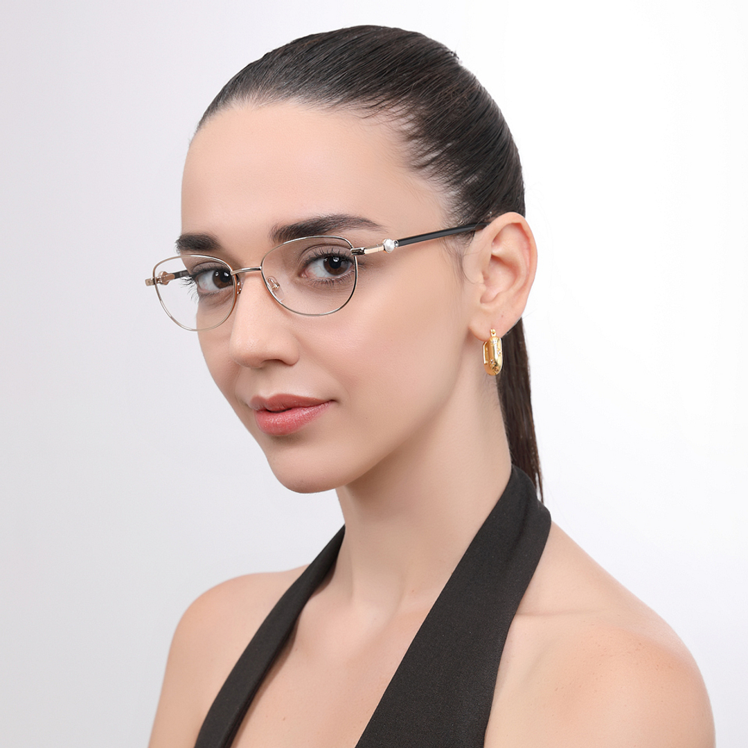 John Jacobs Gold Full Rim Cat Eye left side