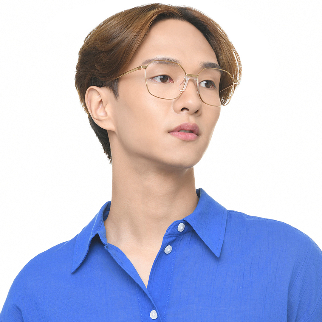 John Jacobs Gold Full Rim Geometric left side