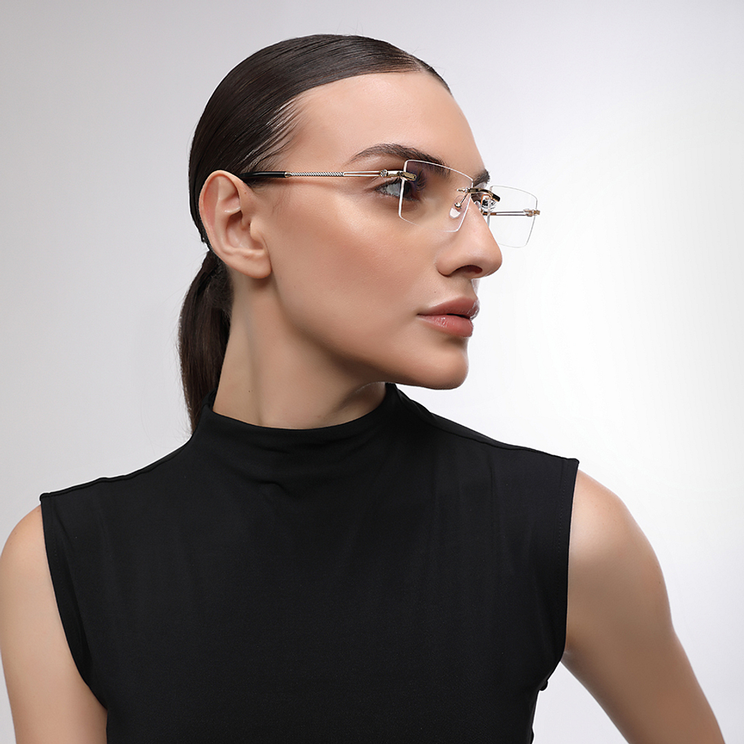 John Jacobs Online Gold Rimless Rectangle right side