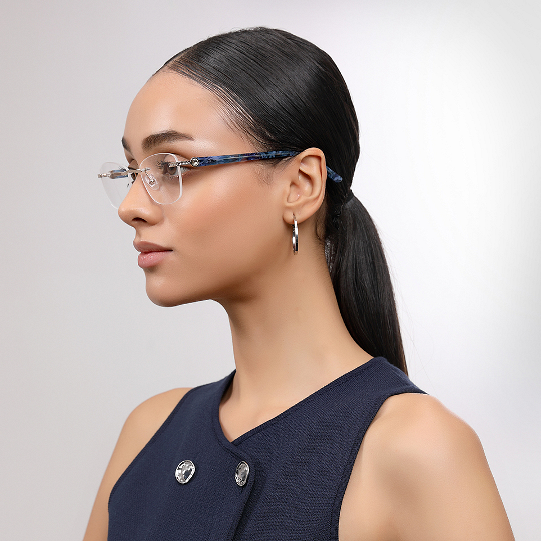 John Jacobs Gold Rimless Rectangle left side