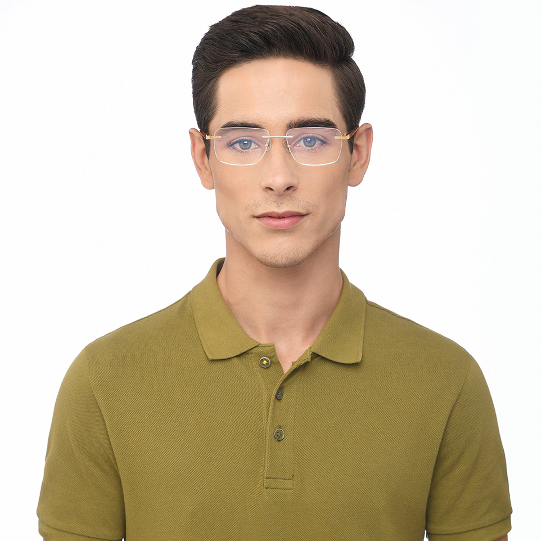 John Jacobs Online Gold Rimless Rectangle right side