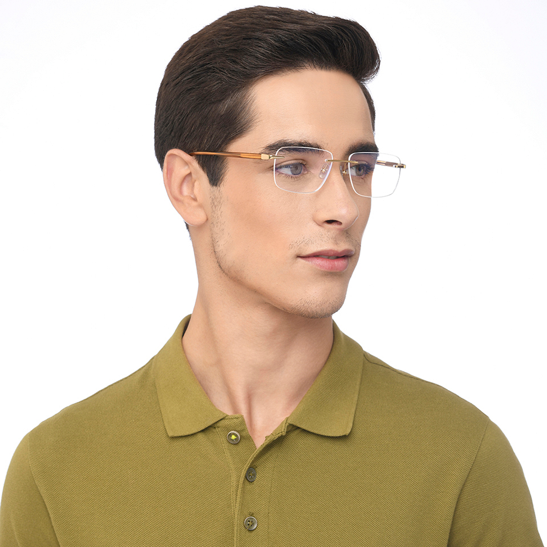 John Jacobs Online Gold Rimless Rectangle left side