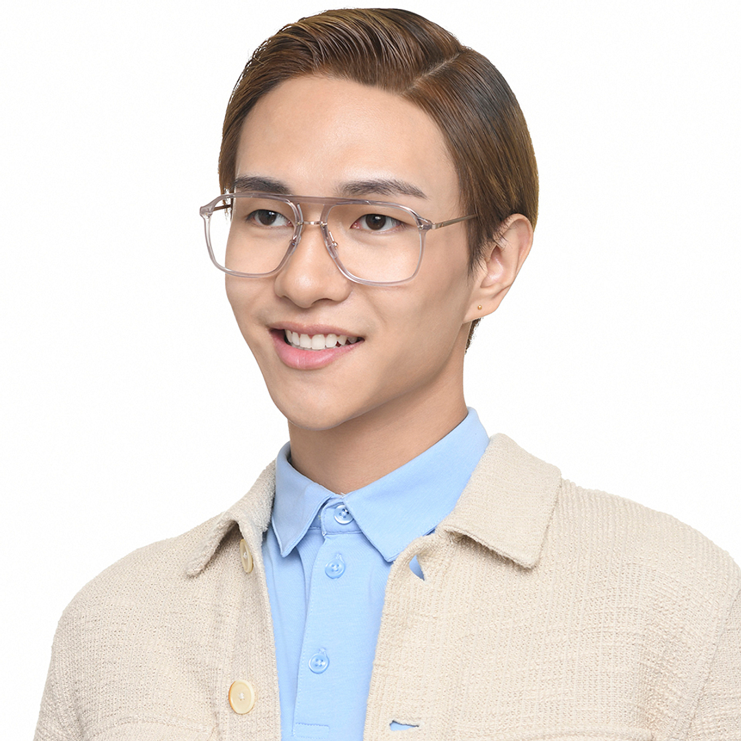 John Jacobs Online Gray Transparent Full Rim Aviator left side