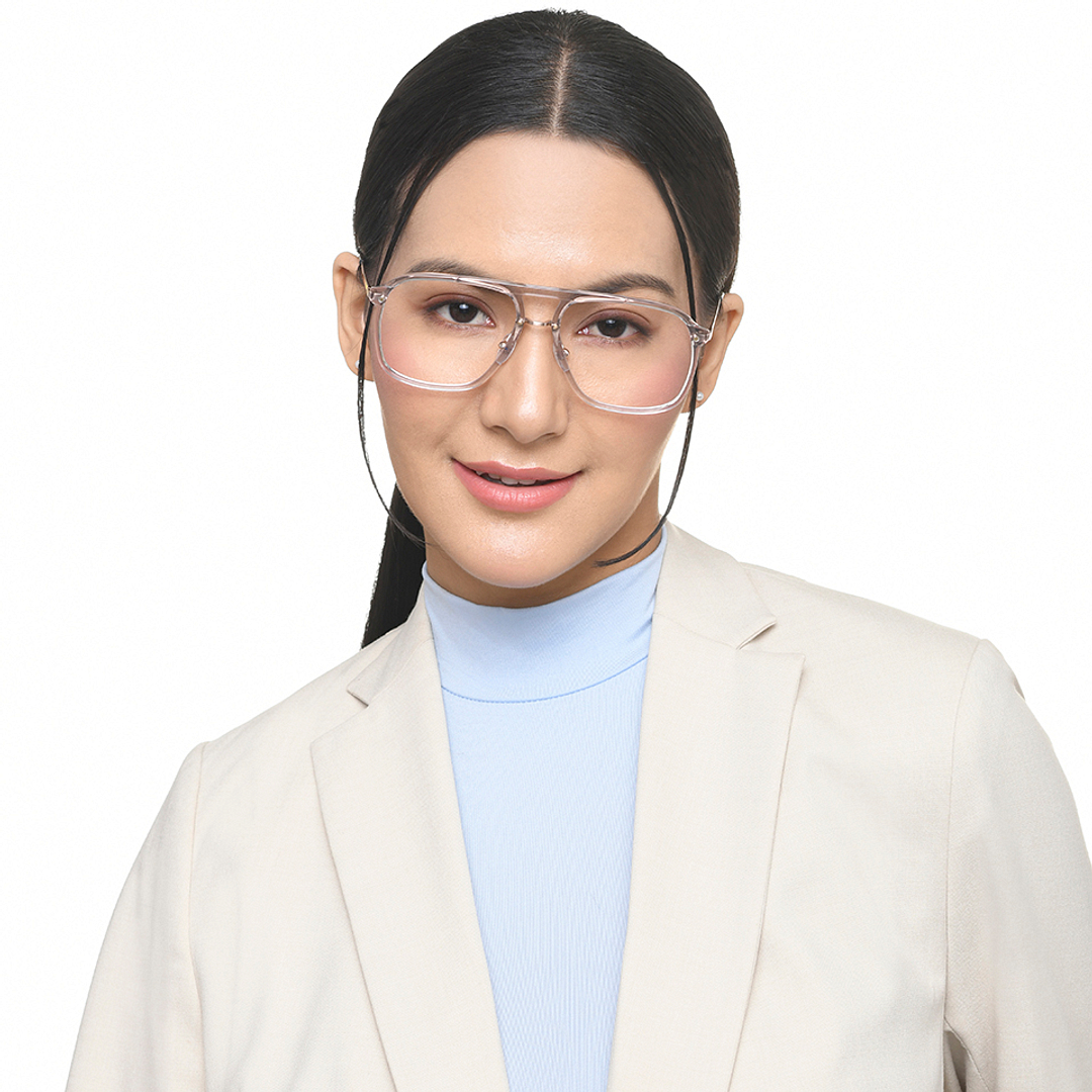 John Jacobs Online Gray Transparent Full Rim Aviator right side