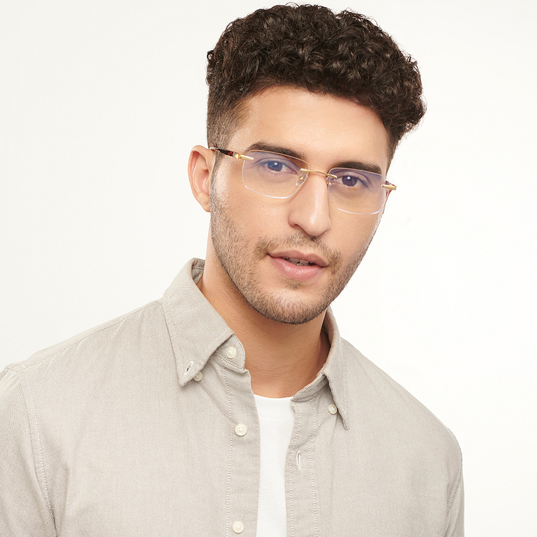 John Jacobs Online Gold Rimless Rectangle left side
