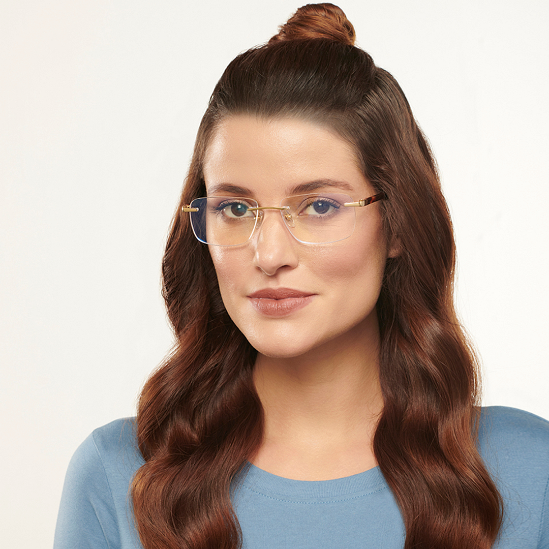 John Jacobs Online Gold Rimless Rectangle left side