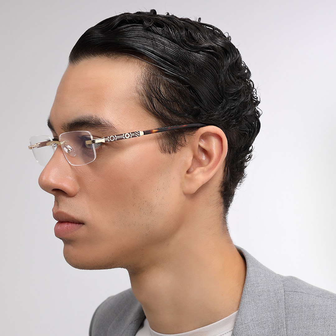 John Jacobs Gold Rimless Rectangle left side