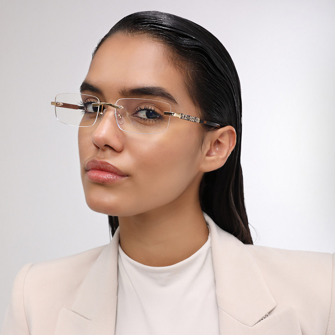 John Jacobs Gold Rimless Rectangle right side