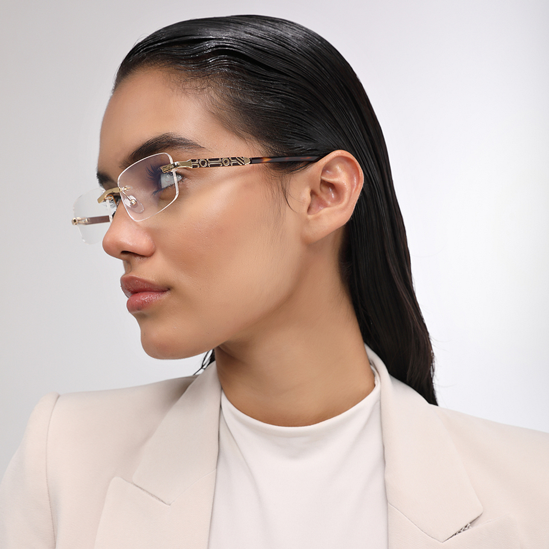 John Jacobs Gold Rimless Rectangle left side