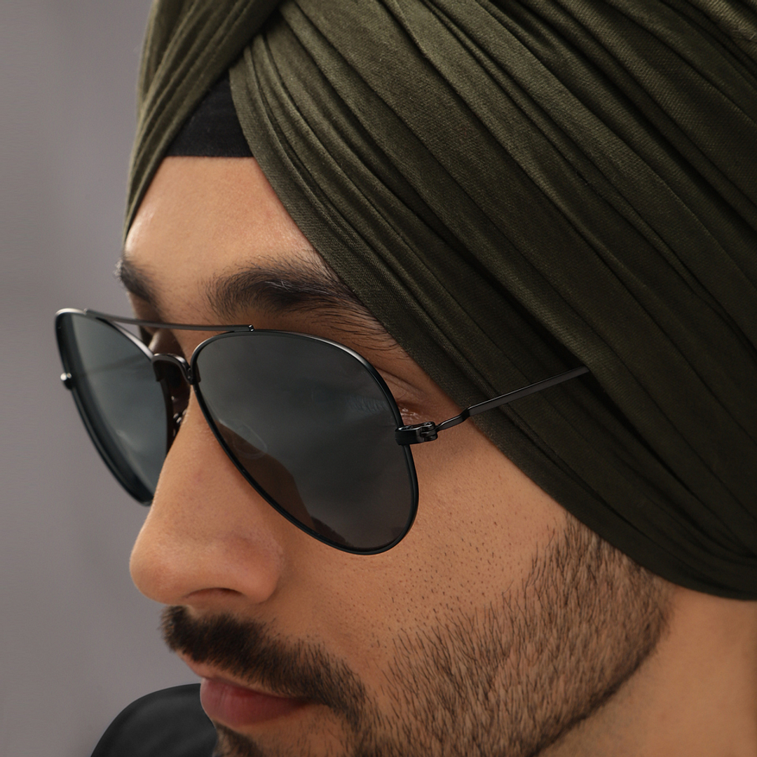 John Jacobs Black Full Rim Aviator right side