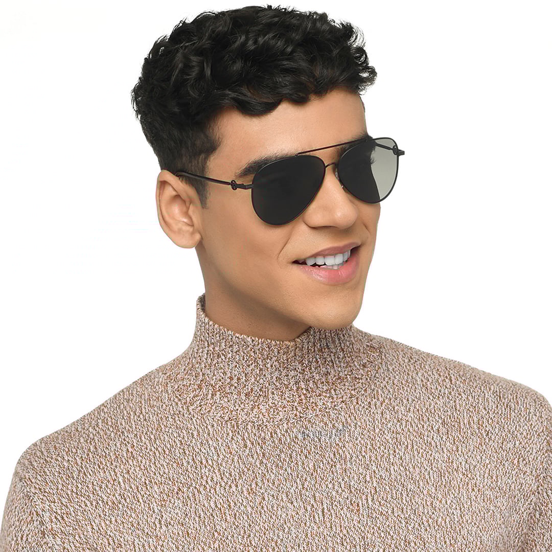 John Jacobs Black Full Rim Aviator left side