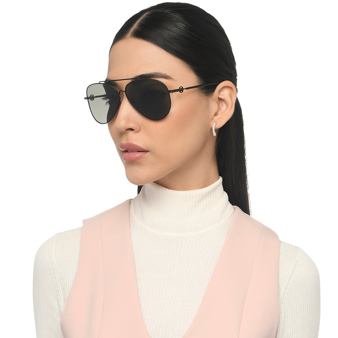 John Jacobs Black Full Rim Aviator left side