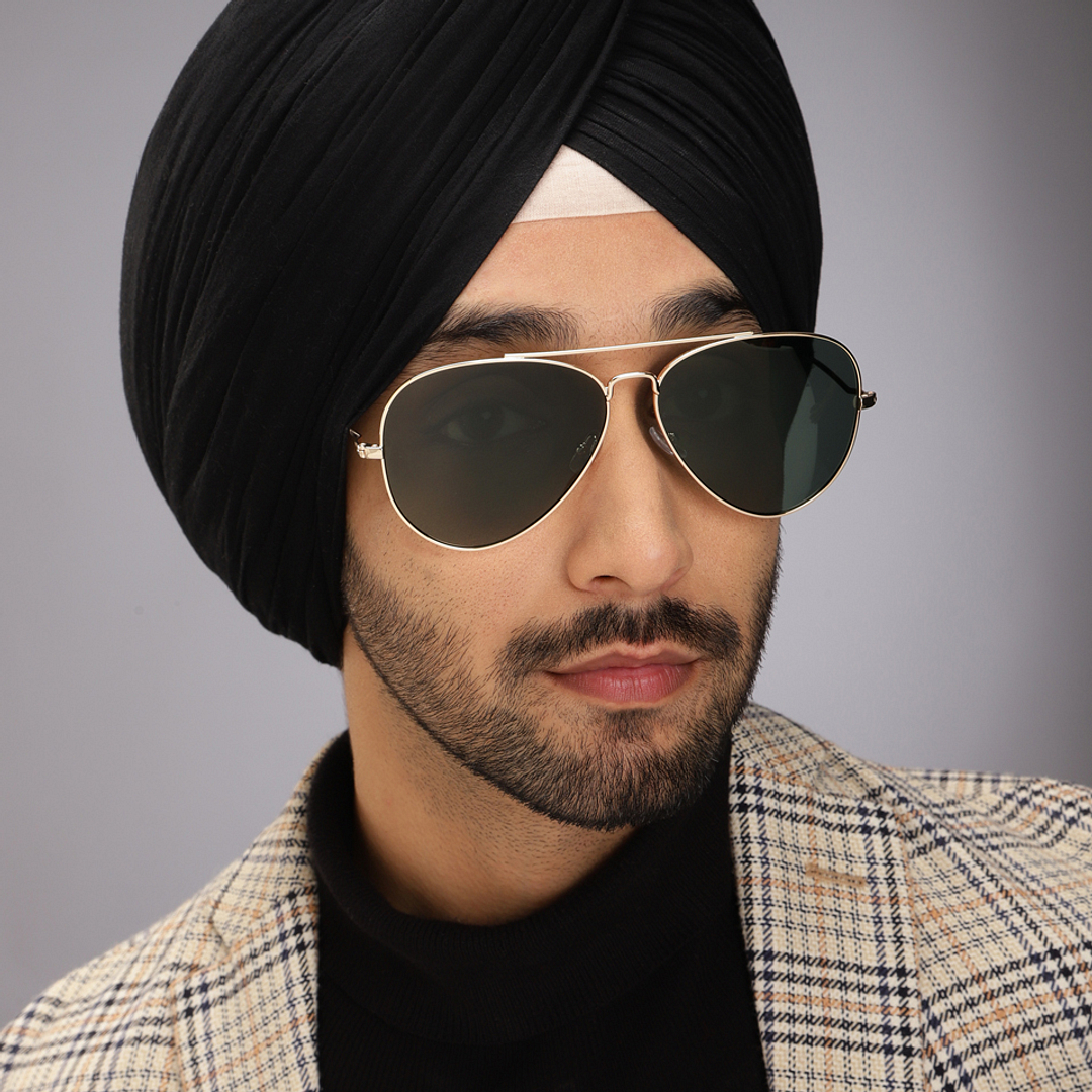 John Jacobs Gold Full Rim Aviator left side