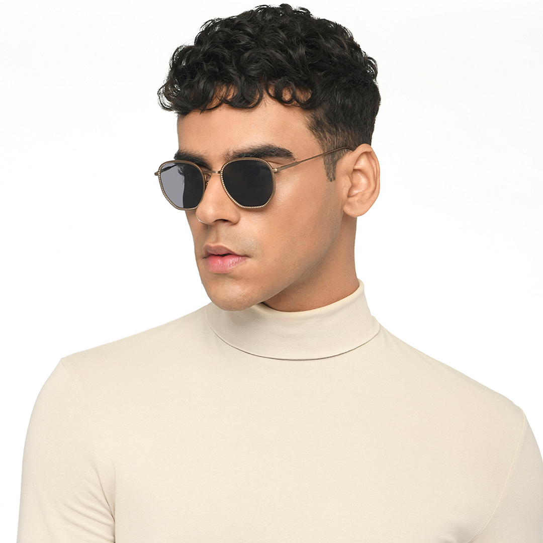 Buy Grey Gold Full Rim Hexagonal John Jacobs JJ Tints JJ S16632-C1