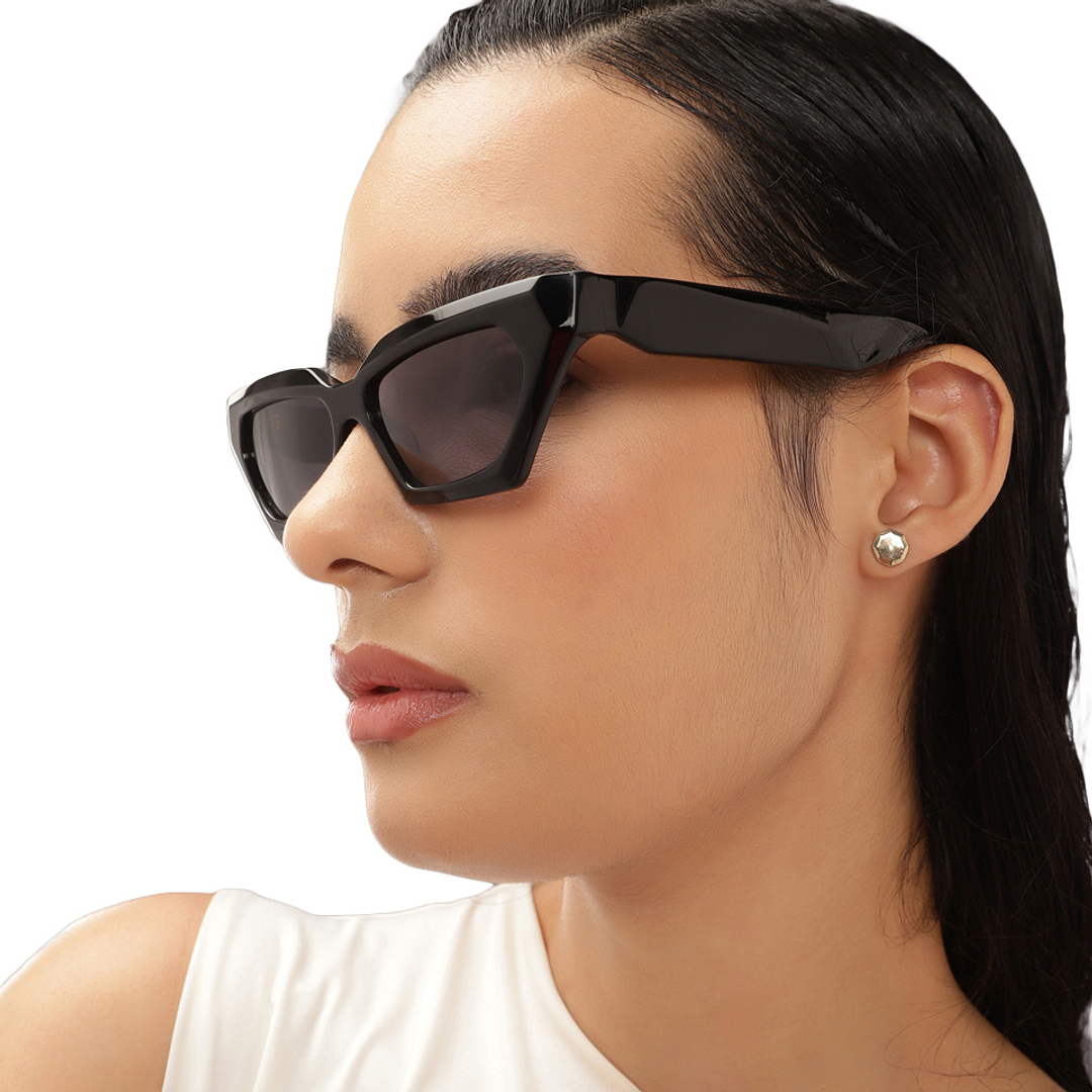 John Jacobs Black Full Rim Cat Eye left side