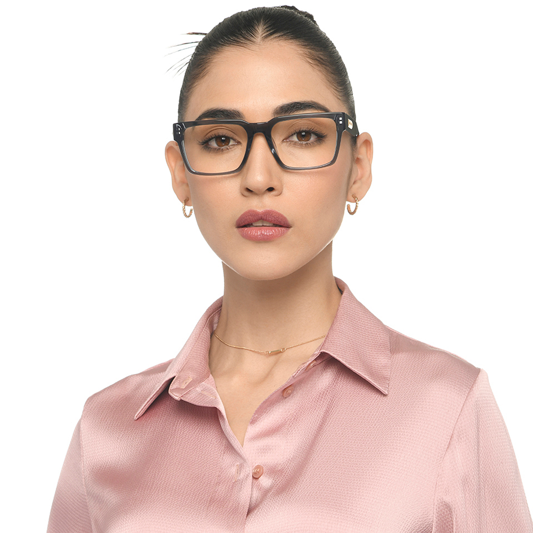 John Jacobs Gray Transparent Full Rim Square left side