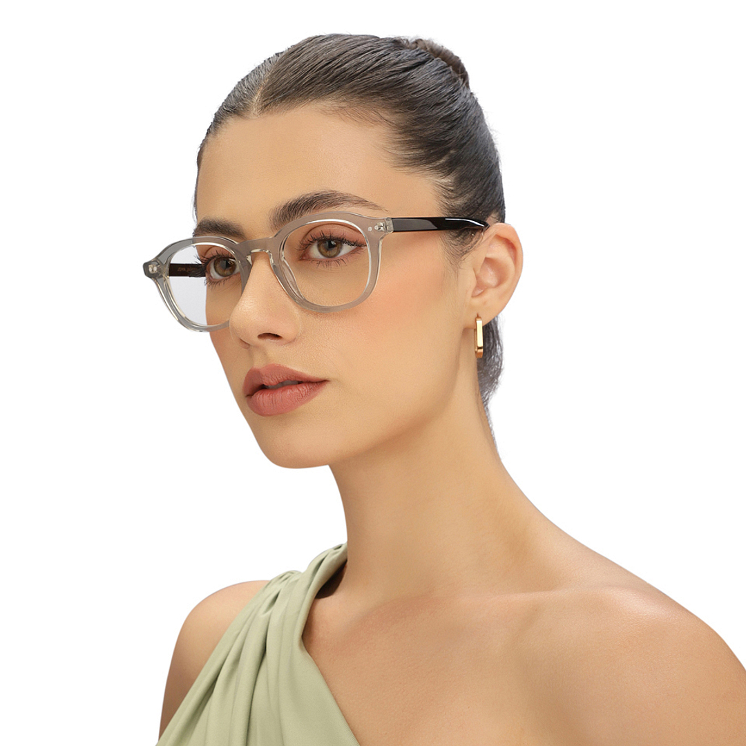 John Jacobs Online Gray Transparent Full Rim Round left side