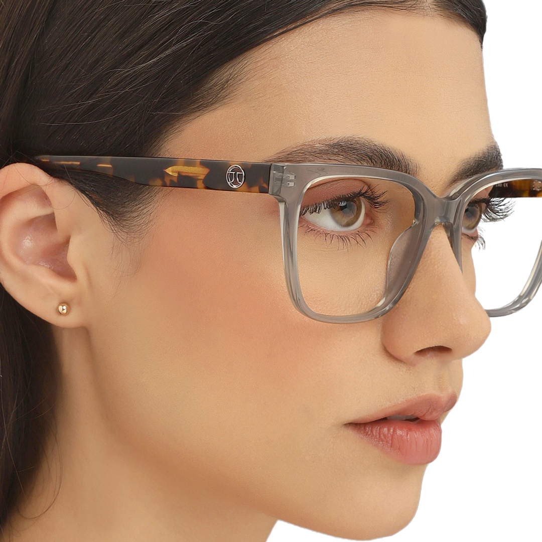 John Jacobs Gray Transparent Full Rim Square right side