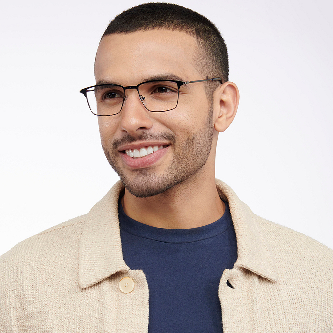 John Jacobs Online Gunmetal Full Rim Rectangle left side