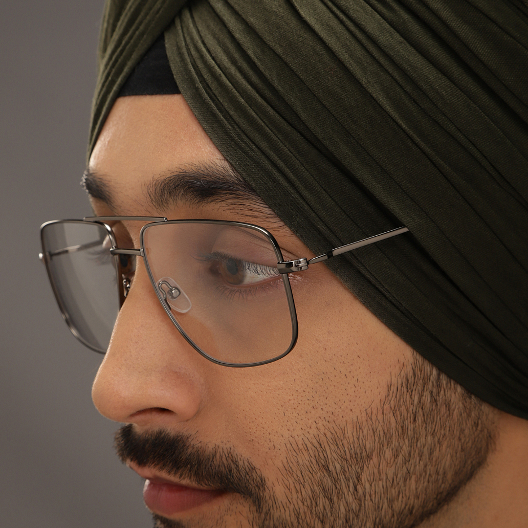 John Jacobs Gunmetal Full Rim Square left side