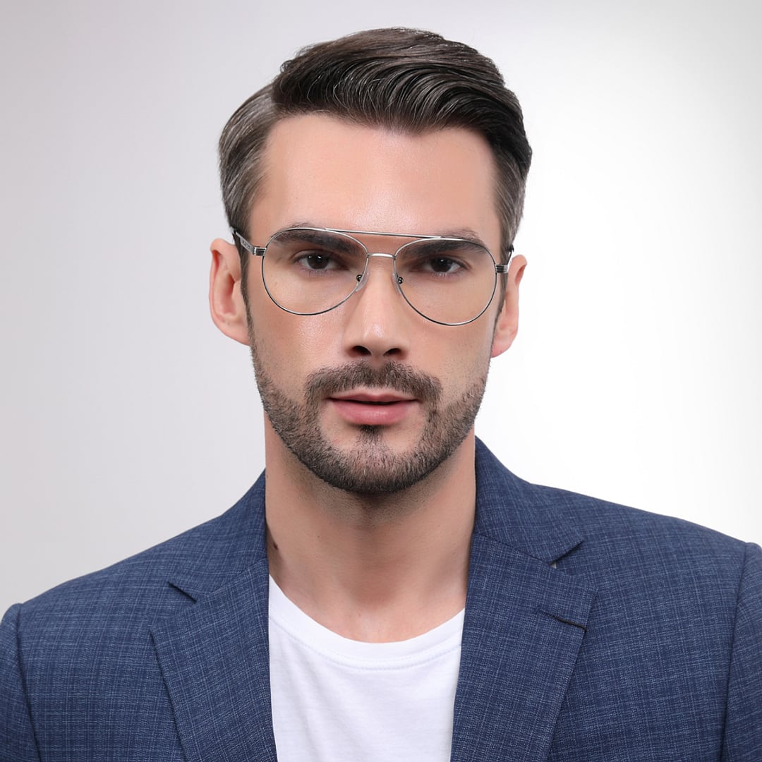 John Jacobs Online Gunmetal Full Rim Aviator left side