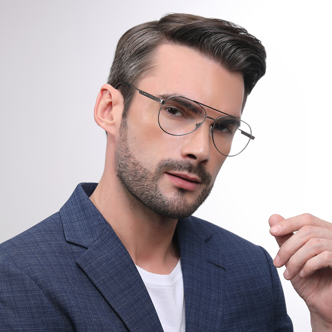 John Jacobs Online Gunmetal Full Rim Aviator right side