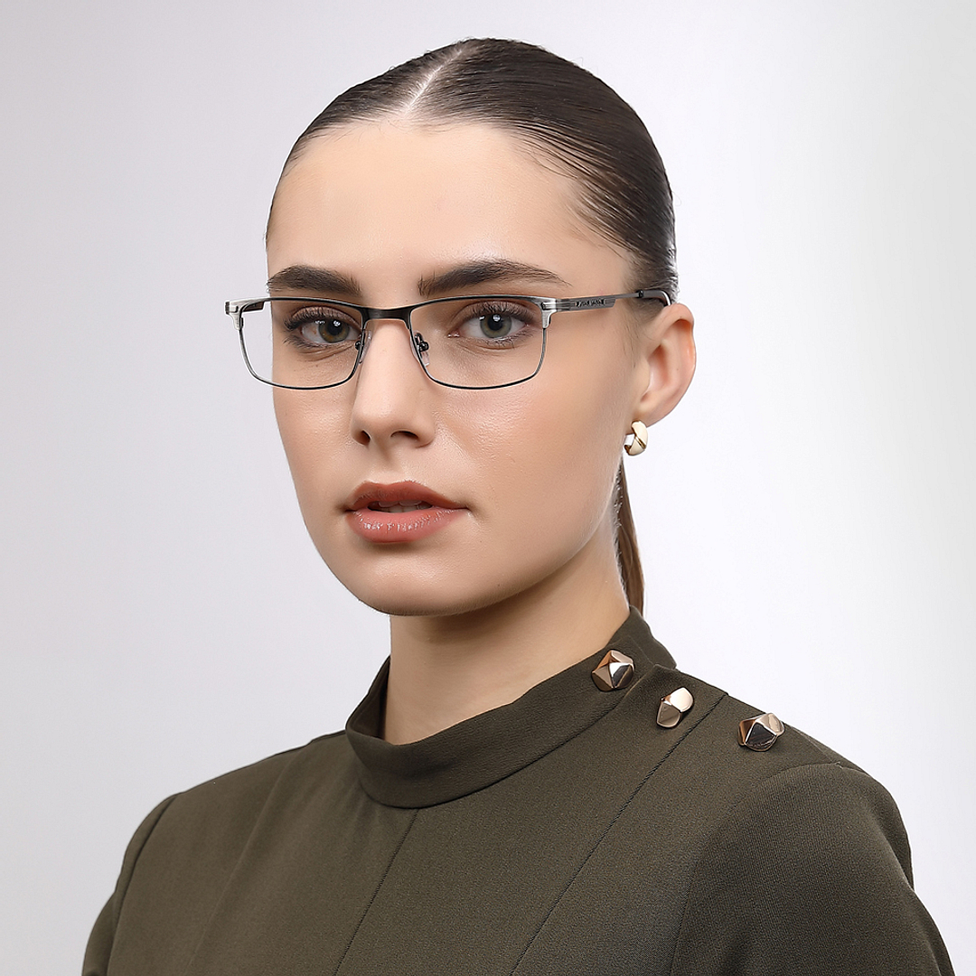 John Jacobs Gunmetal Full Rim Rectangle left side