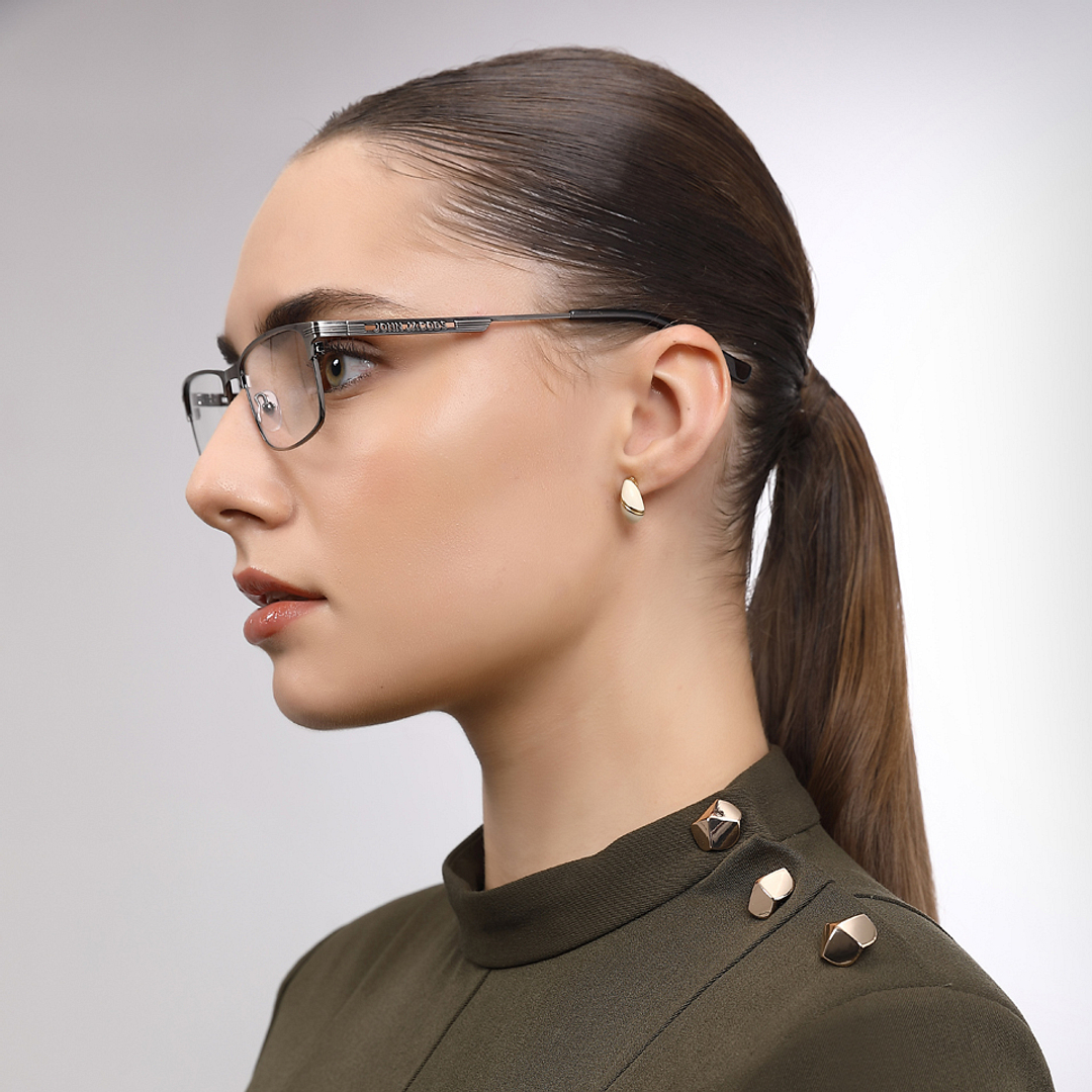 John Jacobs Gunmetal Full Rim Rectangle right side