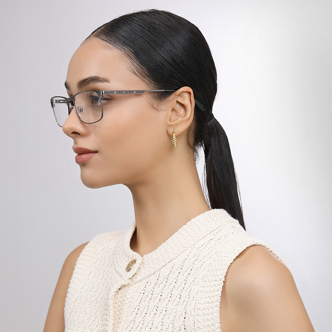 John Jacobs Gunmetal Full Rim Rectangle right side