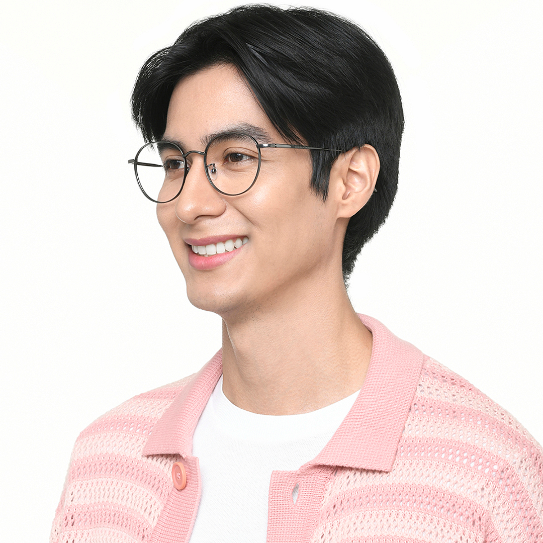 John Jacobs Gunmetal Full Rim Round left side