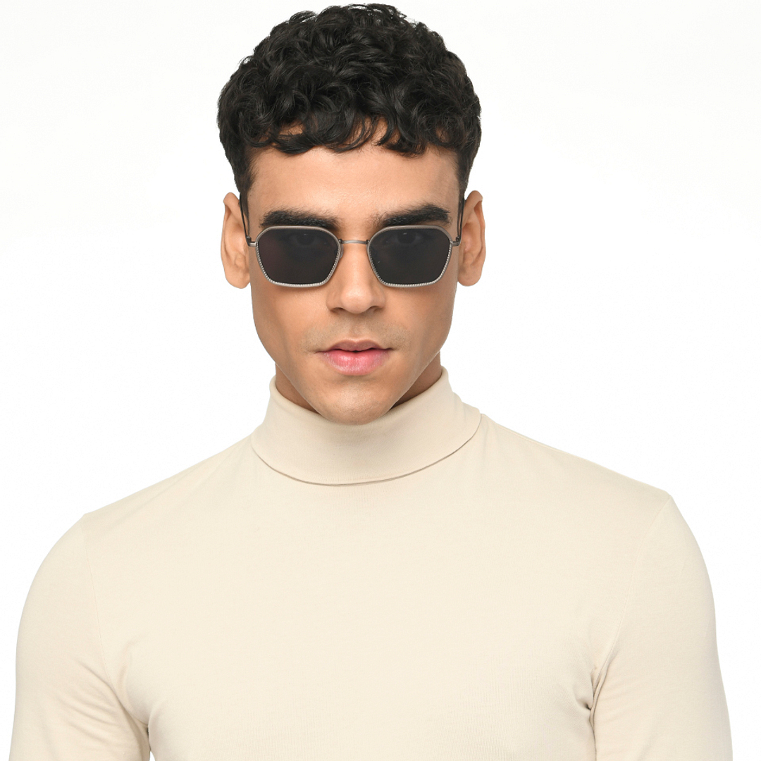 Buy Grey Gunmetal Grey Full Rim Hexagonal John Jacobs JJ Tints JJ