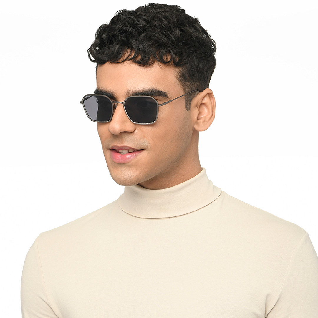 Buy Grey Gunmetal Grey Full Rim Hexagonal John Jacobs JJ Tints JJ