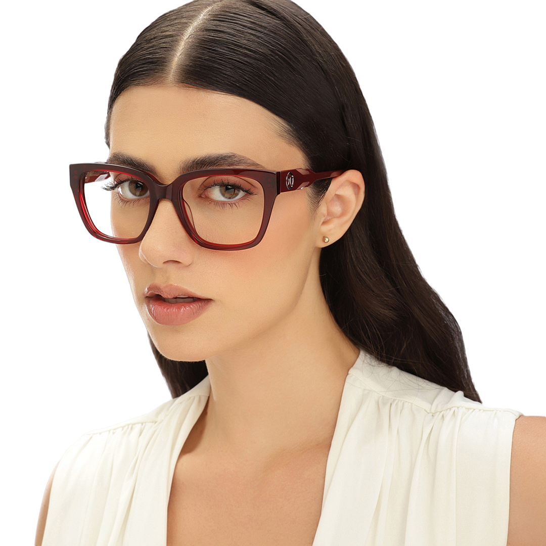 John Jacobs Red Full Rim Square left side