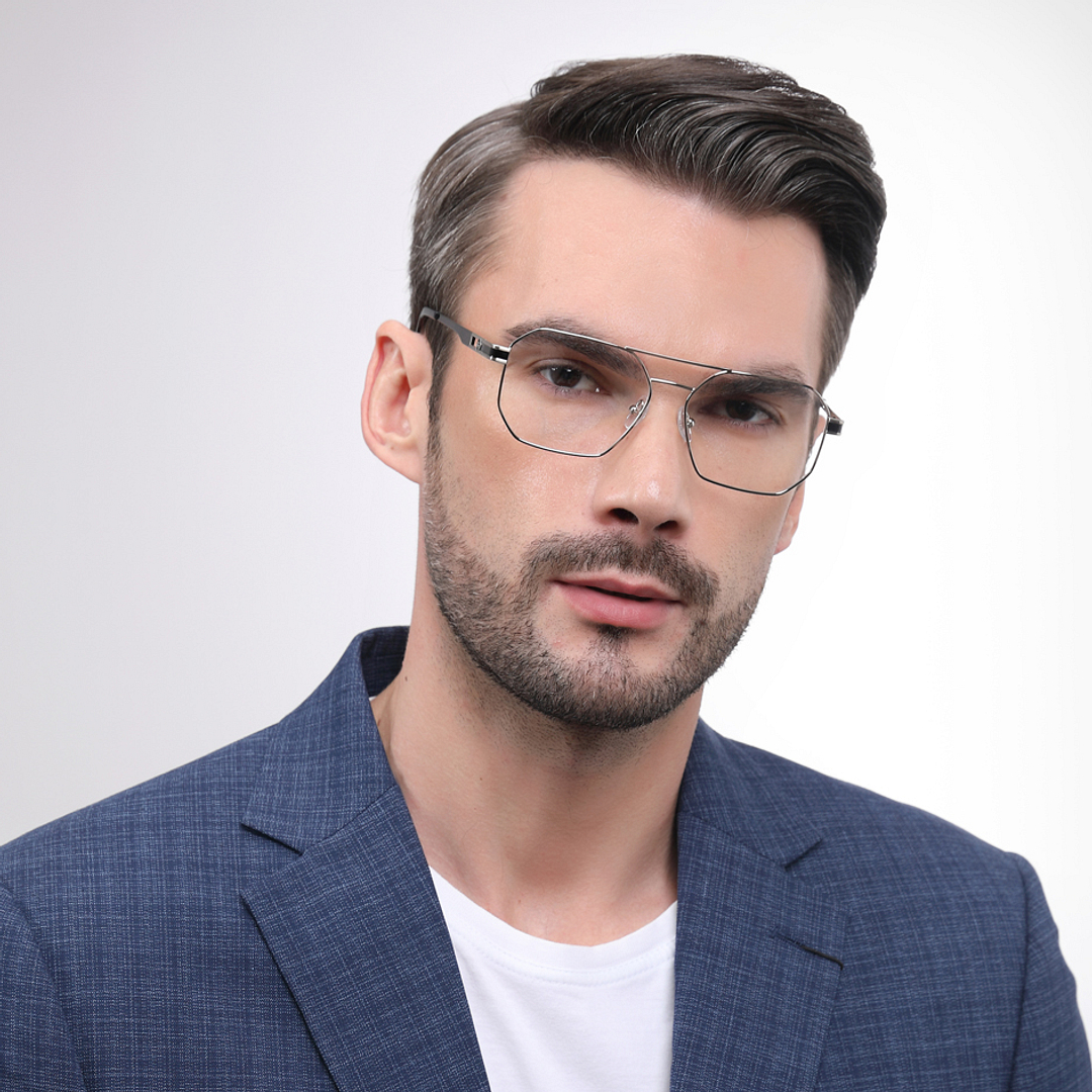 John Jacobs Silver Full Rim Geometric right side