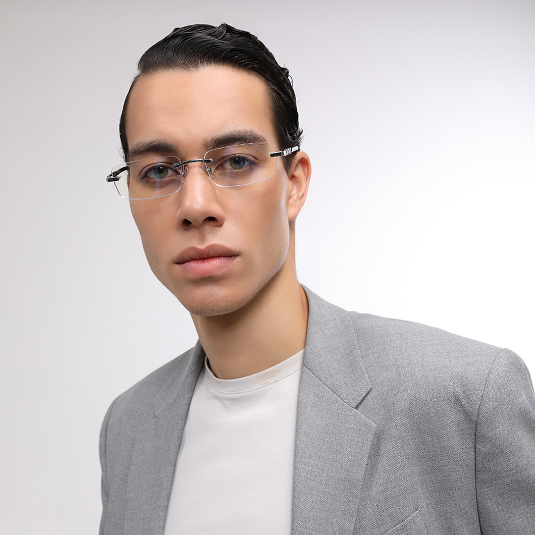 John Jacobs Silver Rimless Rectangle left side